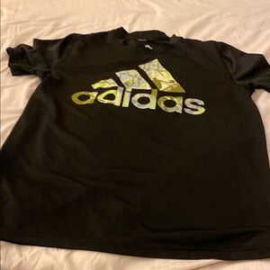 Adidas Kids Black Tee with Green Logo